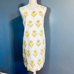 🆕 Kiel James Patrick Yellow Flower Shift Dress Cotton Floral Sleeveless M 10
